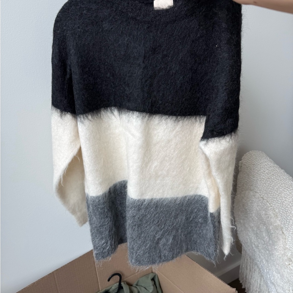 H&M Color Block Sweater in Black, Cream, and Gray